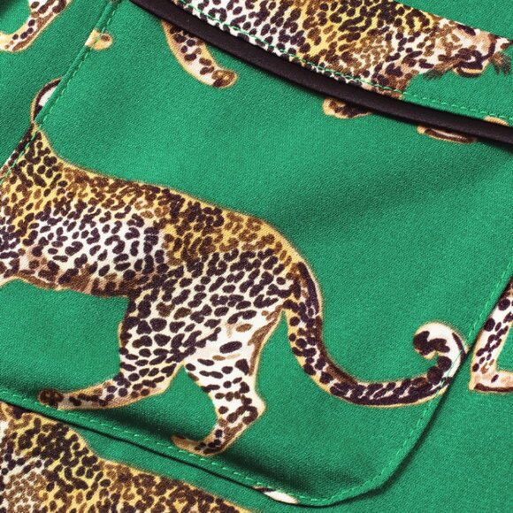 Green Cheetah Print Short Sleeve Shirt and Pants Pajama Set - Picture 13 of 16